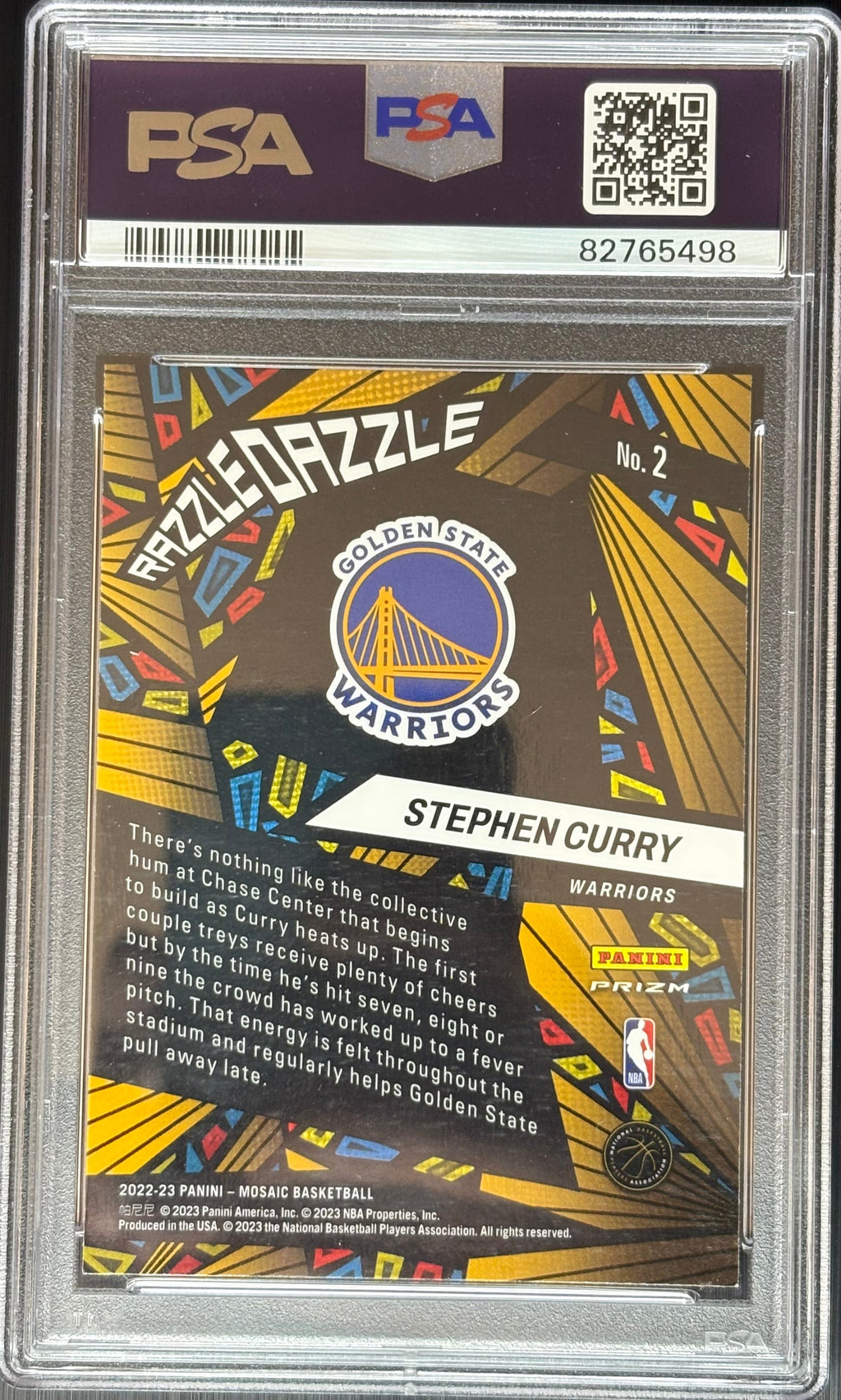 2022 Panini Mosaic Basketball Stephen Curry Razzle Dazzle #2 – PSA 10 GEM MINT