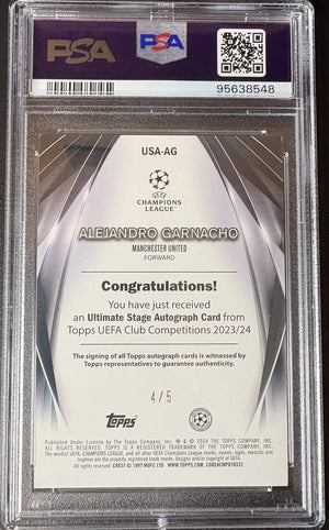 Alejandro Garnacho Autograph #4/5 - Topps UEFA 2023-24 Ultimate Stage