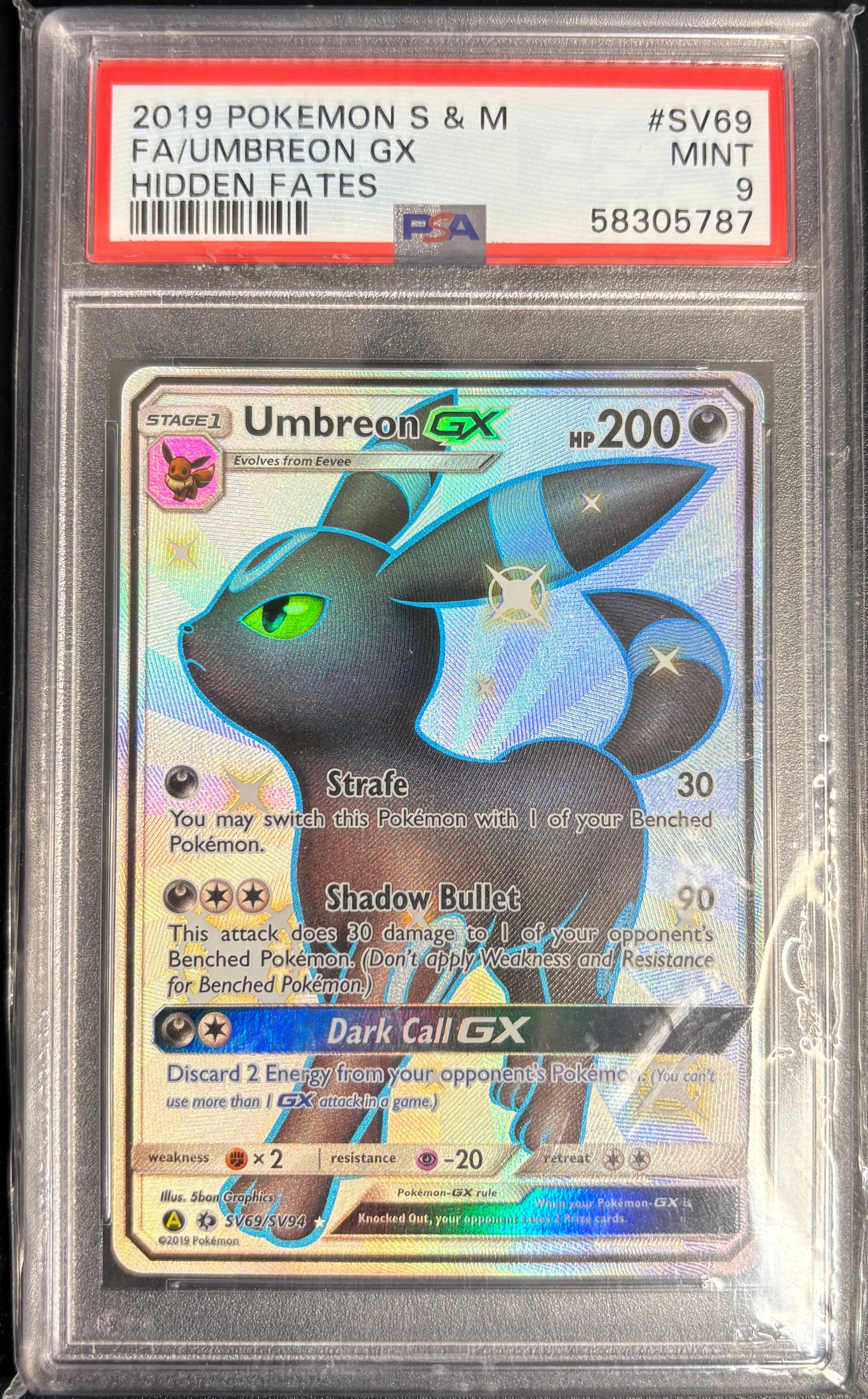 FA/Umbreon GX Hidden Fates 2019 Pokemon S & M [PSA 9]