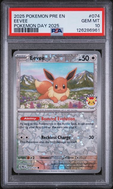 2025 POKEMON PRE EN-PRISMATIC EVOLUTIONS #074 EEVEE POKEMON DAY 2025 | PSA 10