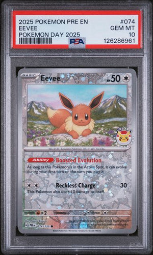 2025 POKEMON PRE EN-PRISMATIC EVOLUTIONS #074 EEVEE POKEMON DAY 2025 | PSA 10