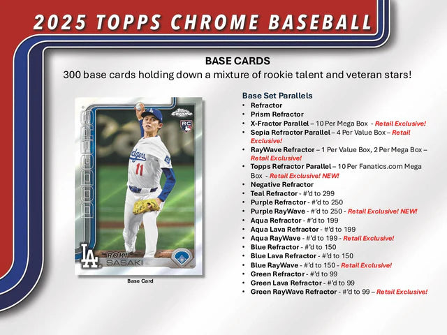 2025 Topps Chrome Baseball 7-Pack Blaster Box – MLB Trading Cards