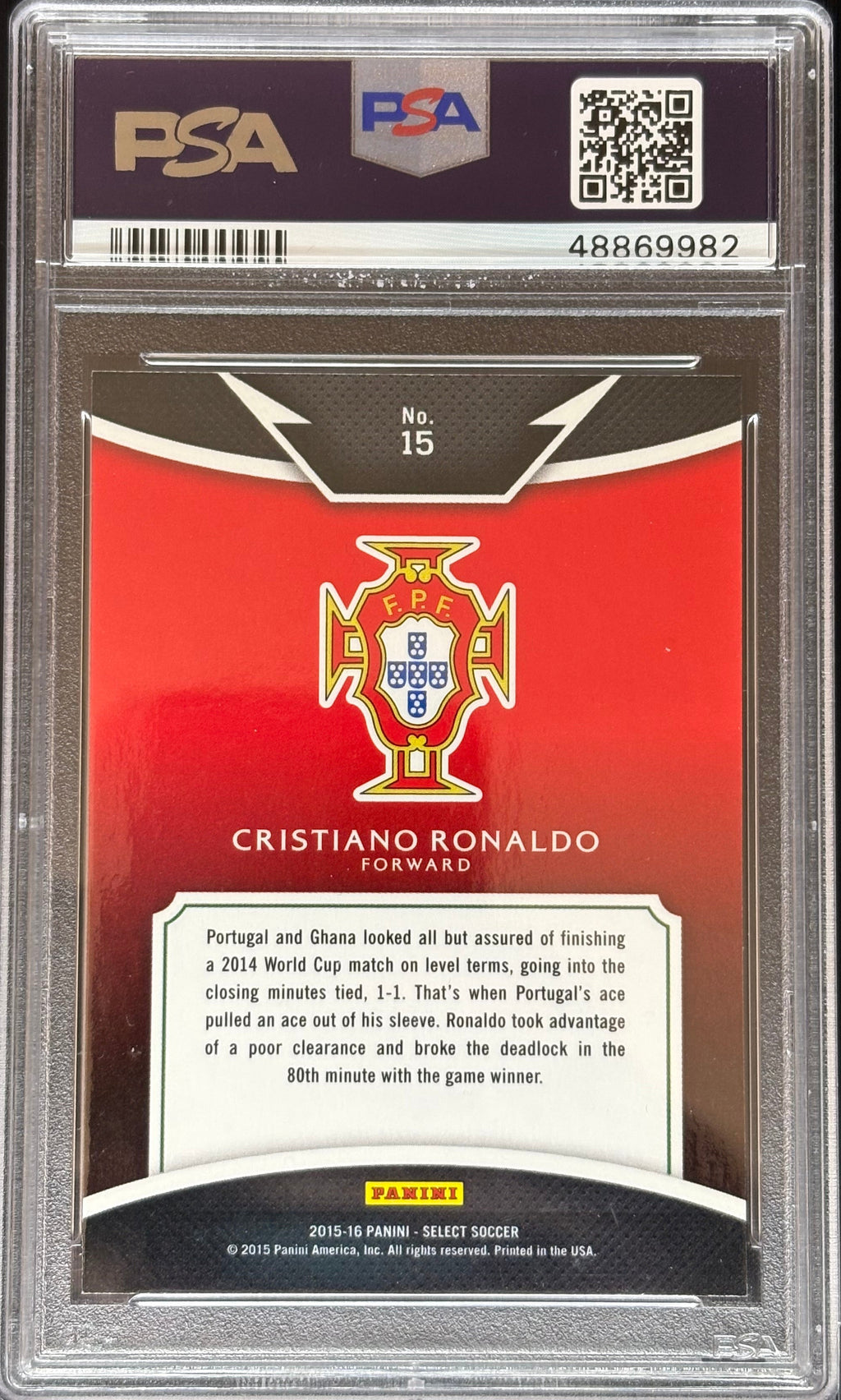 2015 Panini Select Cristiano Ronaldo Equalizers #15 – PSA 10 GEM MINT
