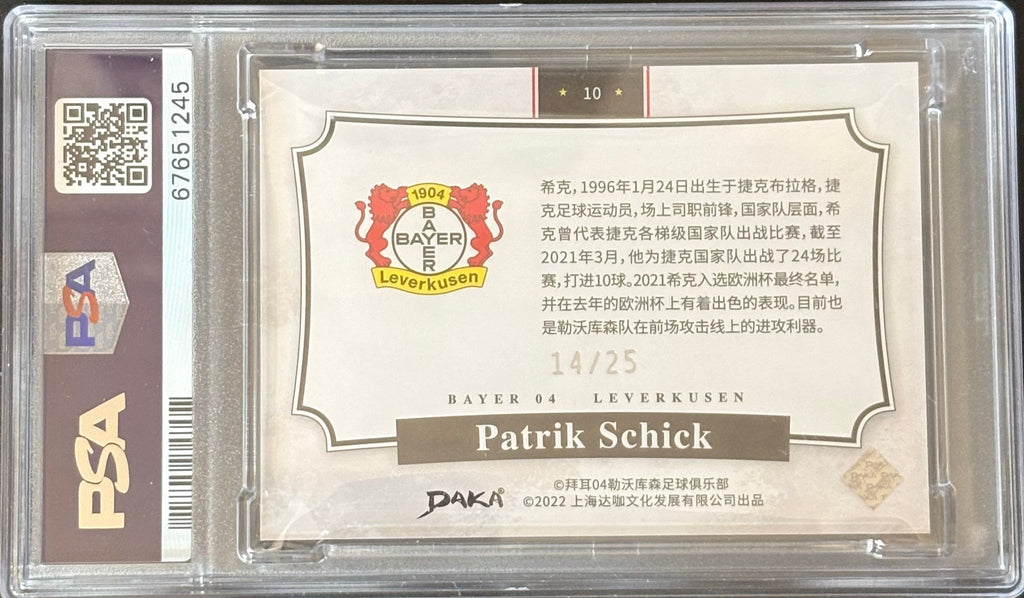 Patrik Schick Autogrammkarte #10 – Bayer Leverkusen – DAKA Limited 14/25 – PSA Mint 9
