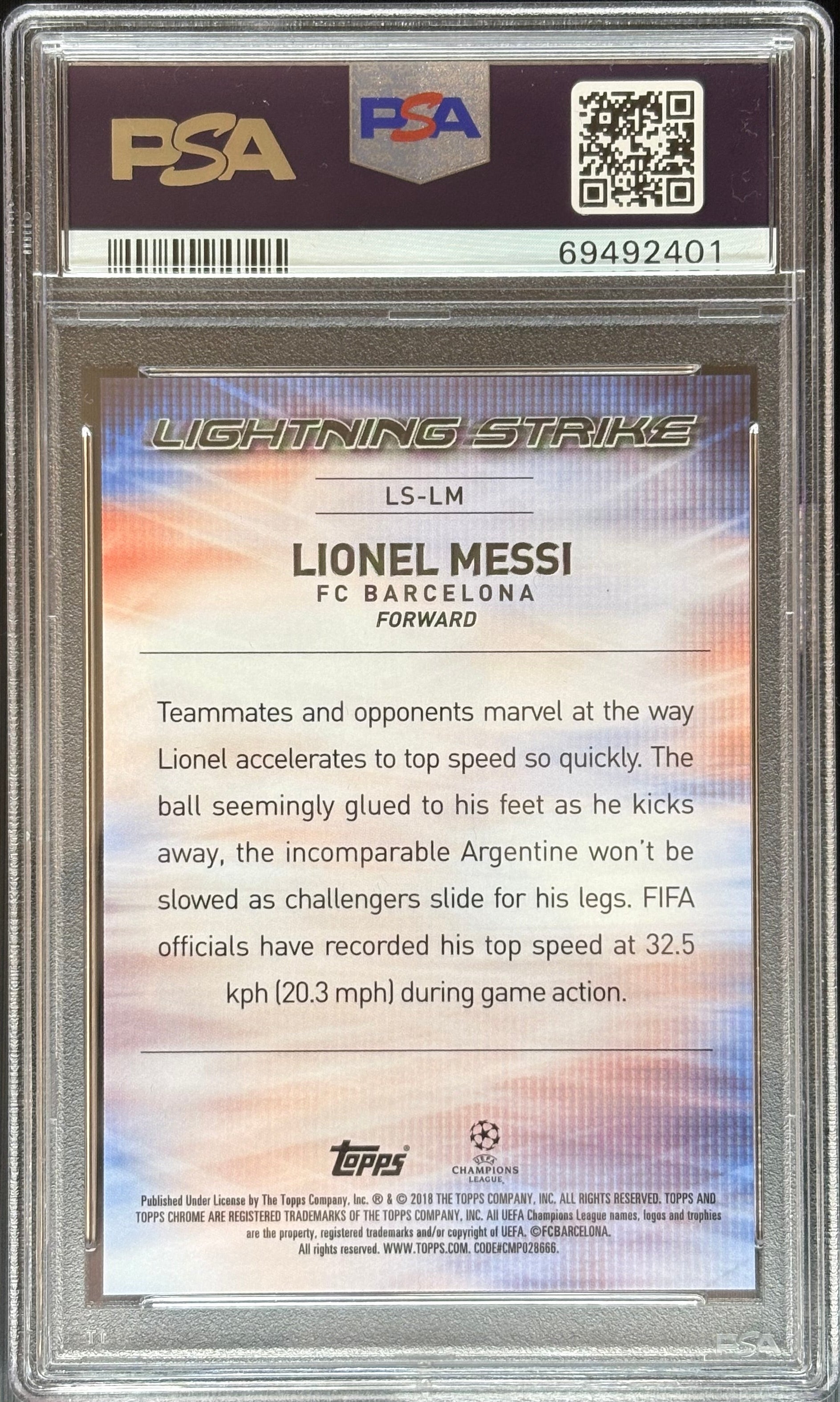 2017 Topps Chrome UEFA Champions League Lionel Messi Lightning Strike #LS-LM – PSA 10 GEM MINT