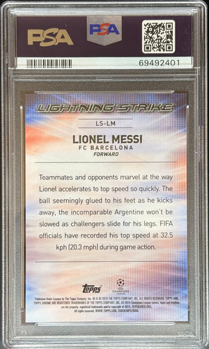2017 Topps Chrome UEFA Champions League Lionel Messi Lightning Strike #LS-LM – PSA 10 GEM MINT