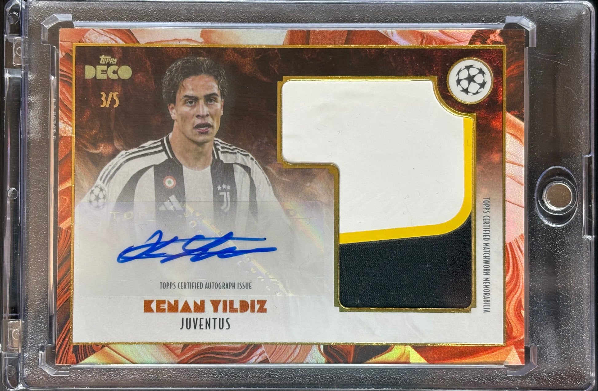 2023-24 Topps Deco UEFA Champions League Kenan Yıldız Patch Auto #3/5 – Juventus