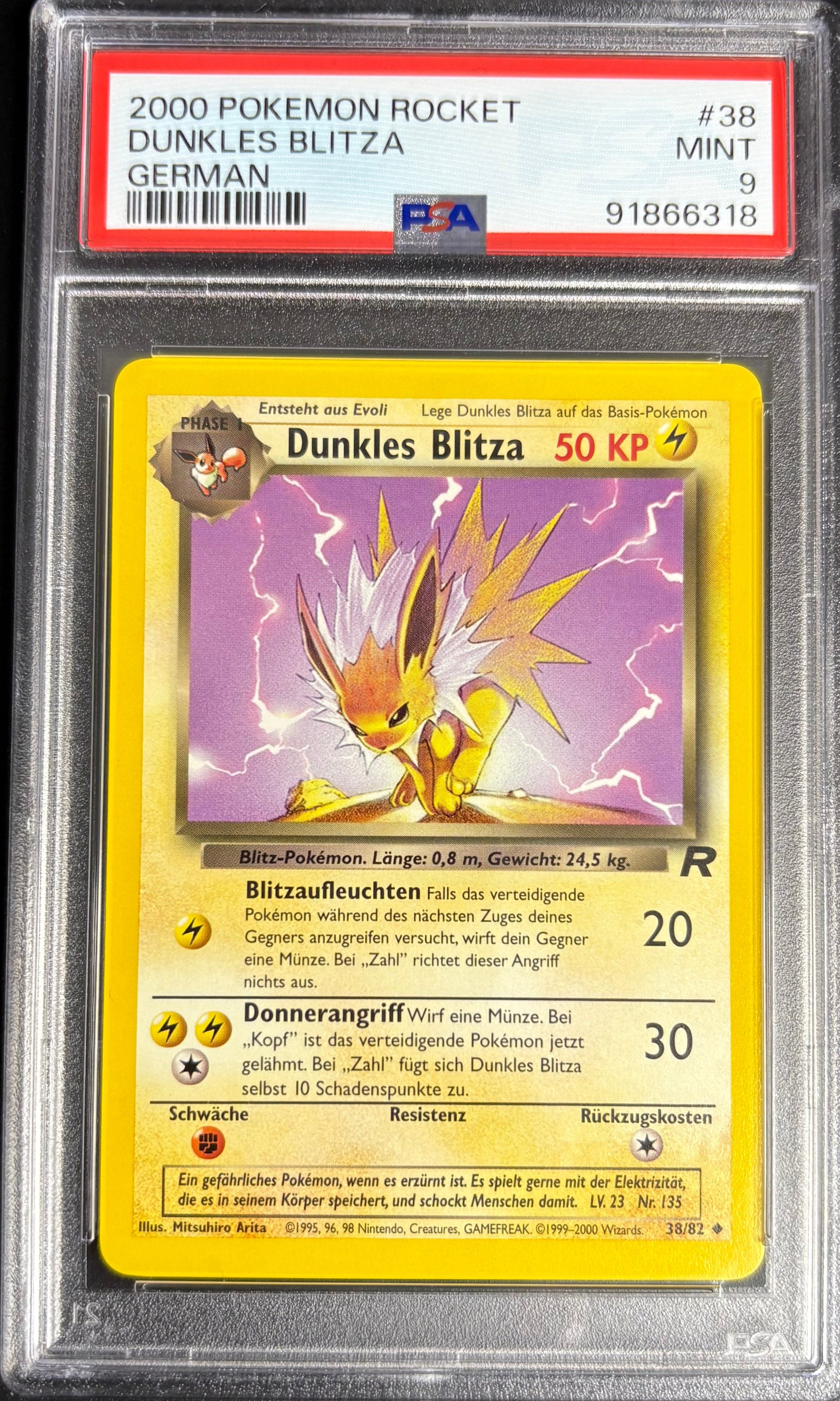 Dunkles Blitza German 2000 Pokemon Roket [PSA 9]