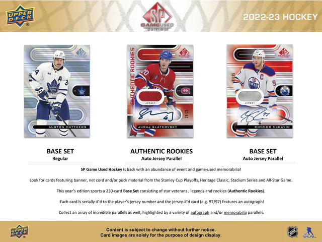 2022/23 Upper Deck SP Game Used Hockey Hobby Box