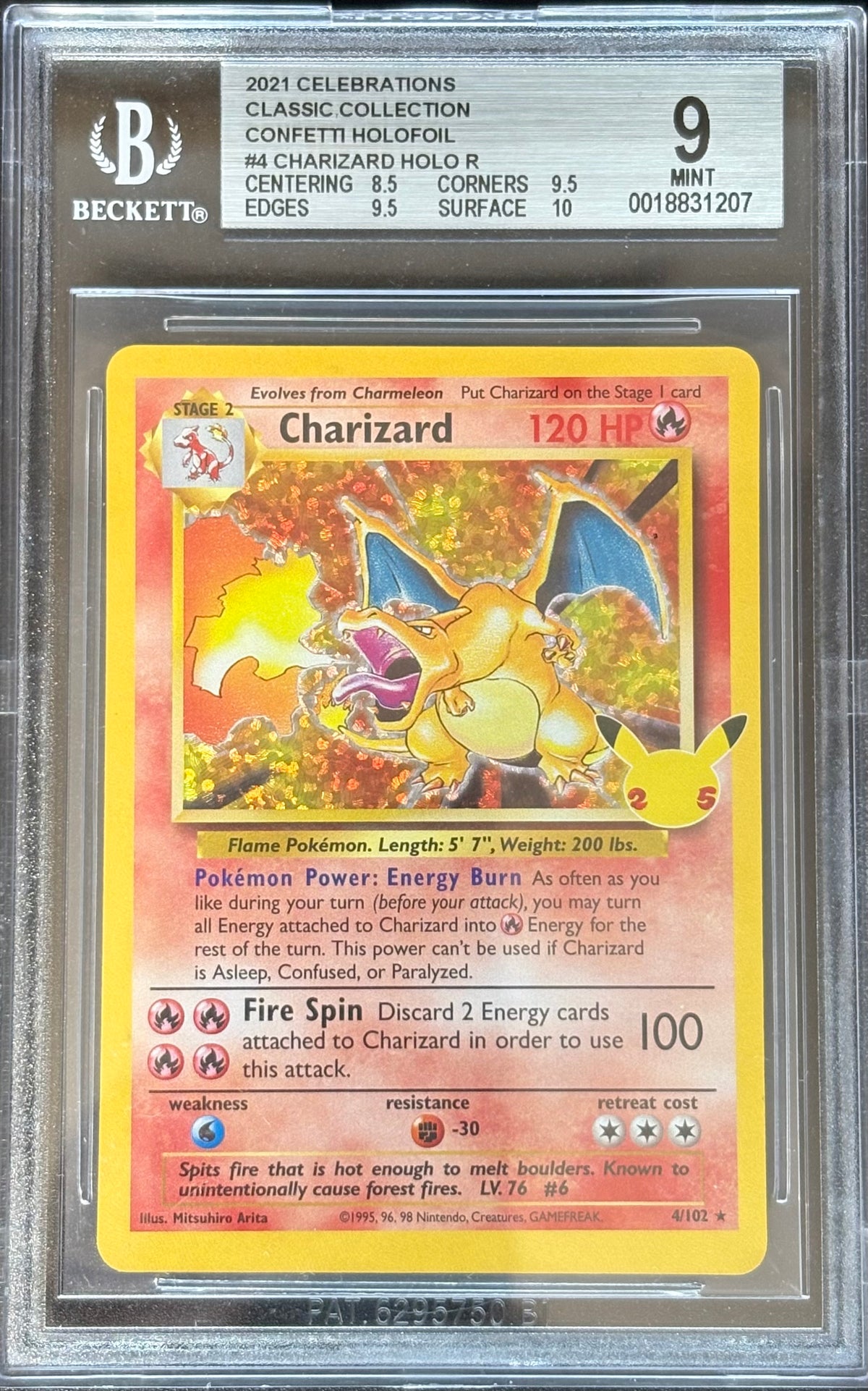 2021 Pokemon Celebrations Classic Collection Charizard Holo #4 – BGS 9 Mint (Subgrades)