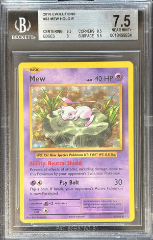 Pokemon Mew Holo #53 – XY Evolutions (2016) – BGS 7.5 Near Mint+