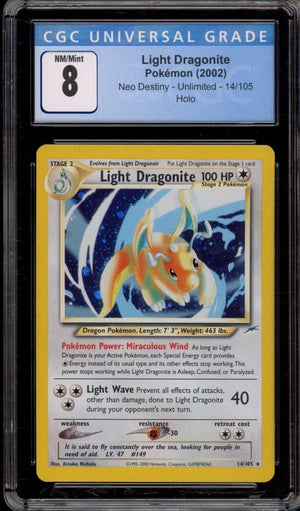 Pokemon Light Dragonite Neo Destiny 14/105 Holo CGC 8 NM/Mint