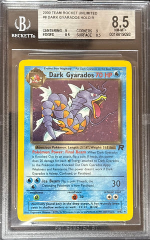 Dark Gyarados Holo Rare - 2000 Team Rocket #8 - BGS 8.5