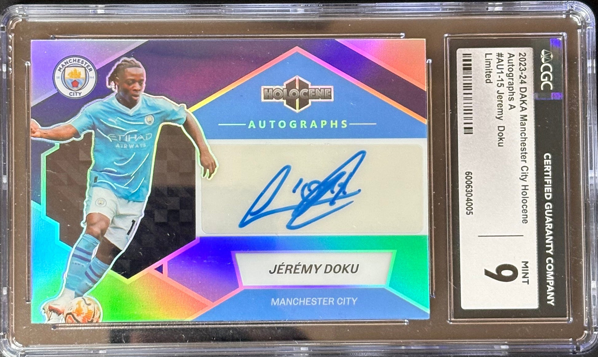 Jérémy Doku Autogrammkarte #AU1-15 – Manchester City – DAKA Limited 04/19