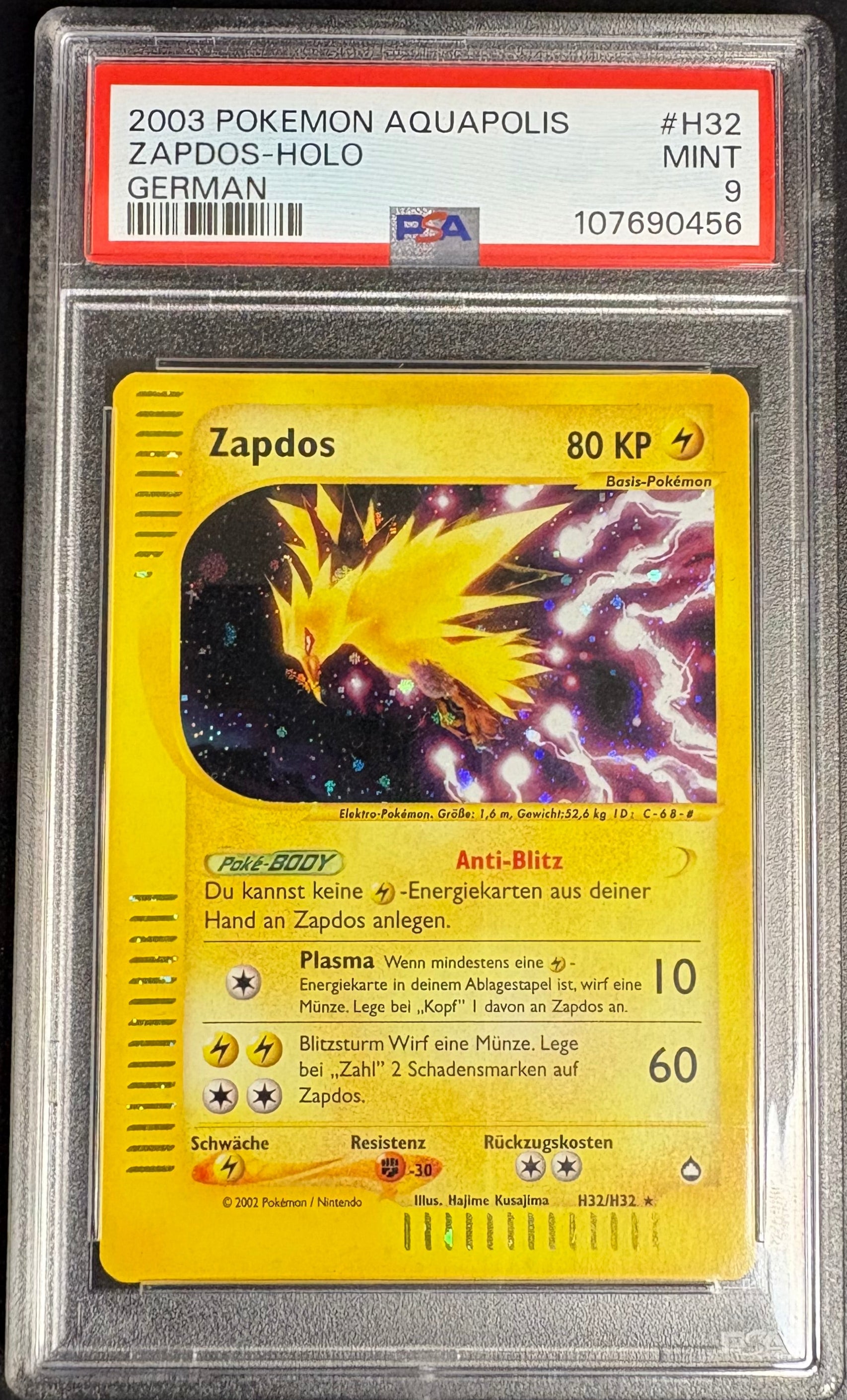 Zapdos Holo German 2003 Pokemon Aquapolis [PSA 9]