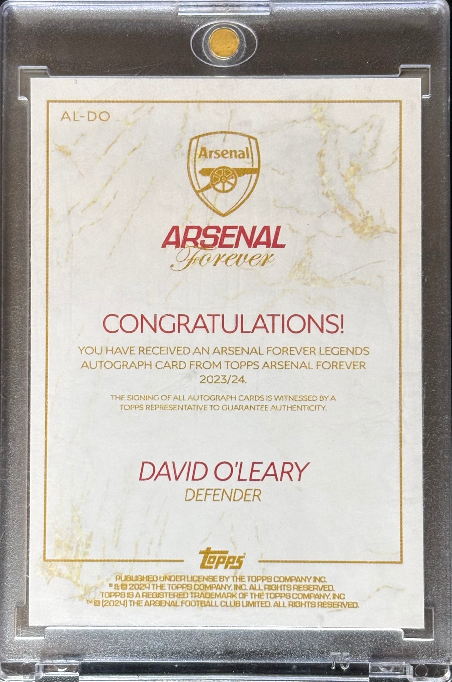 David O'Leary /75 - Topps Arsenal Forever 2023/24