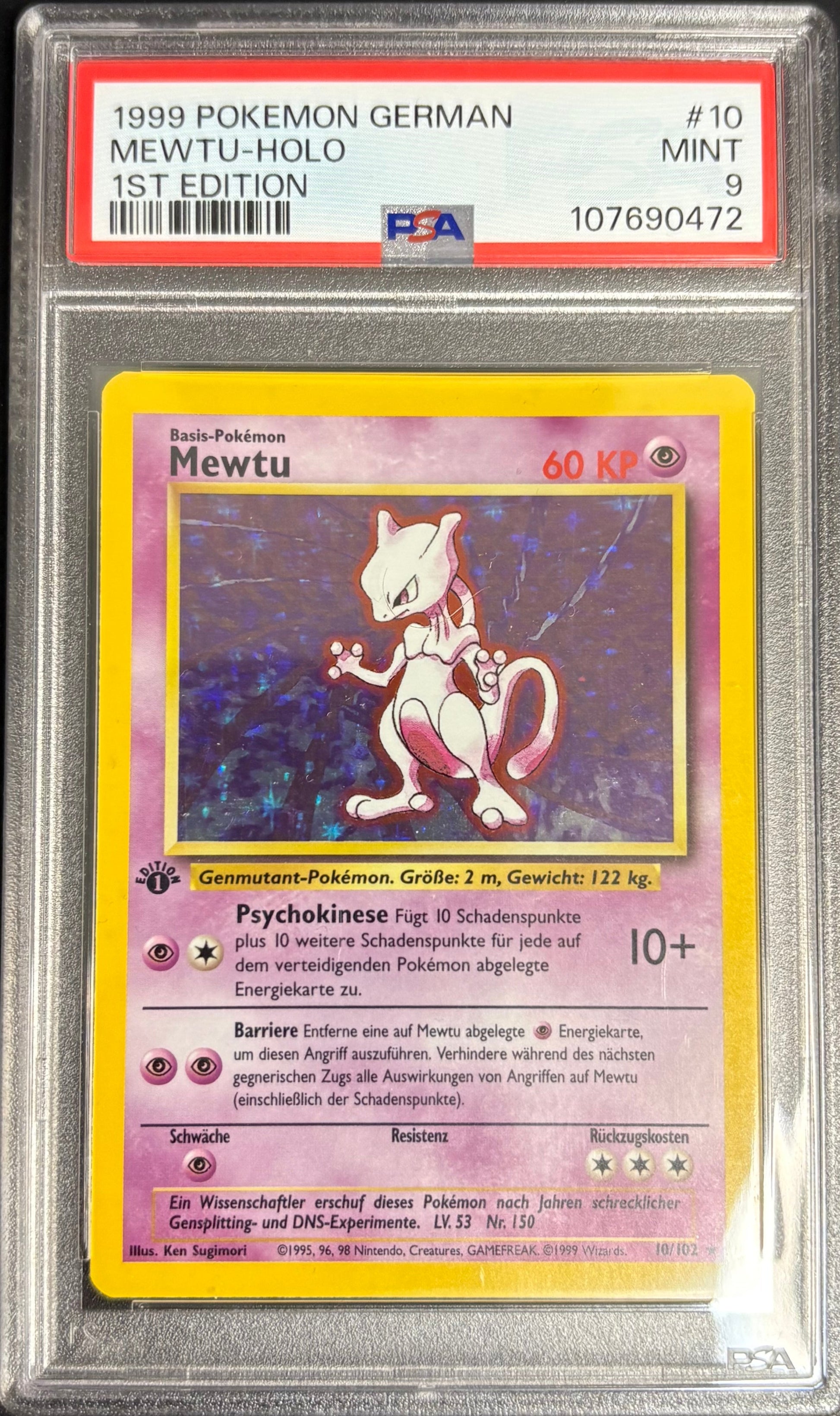 Mewtu Holo 1st Edition 1999 Pokemon German [PSA 9]