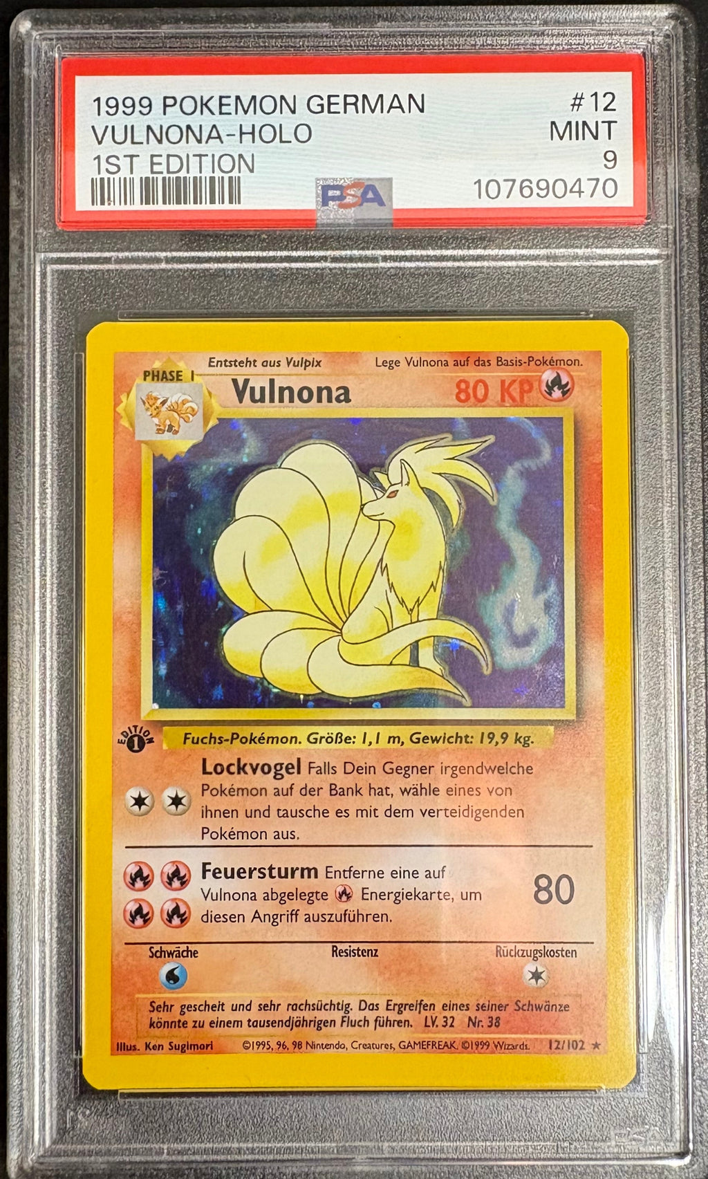 Vulnona Holo 1st Edition 1999 Pokemon German [PSA 9]