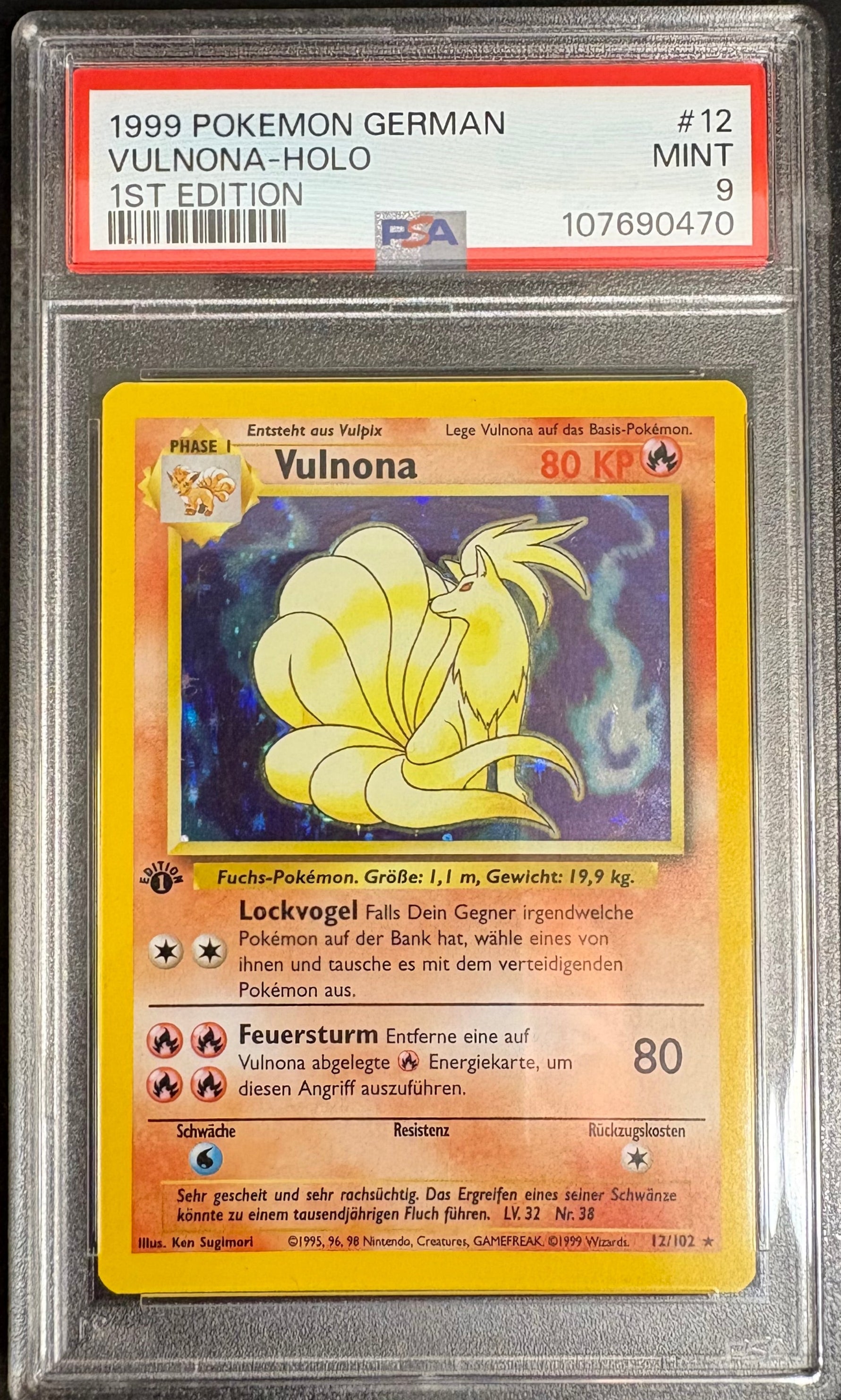 Vulnona Holo 1st Edition 1999 Pokemon German [PSA 9]