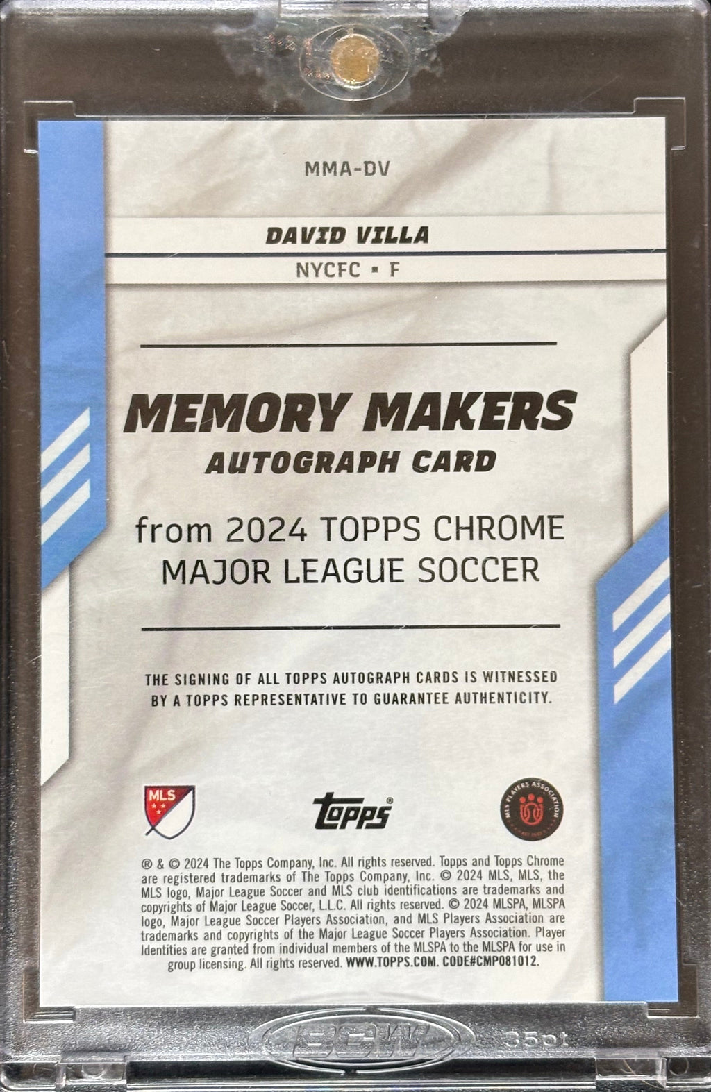 David Villa Auto - Topps Chrome MLS 2024 Memory Makers