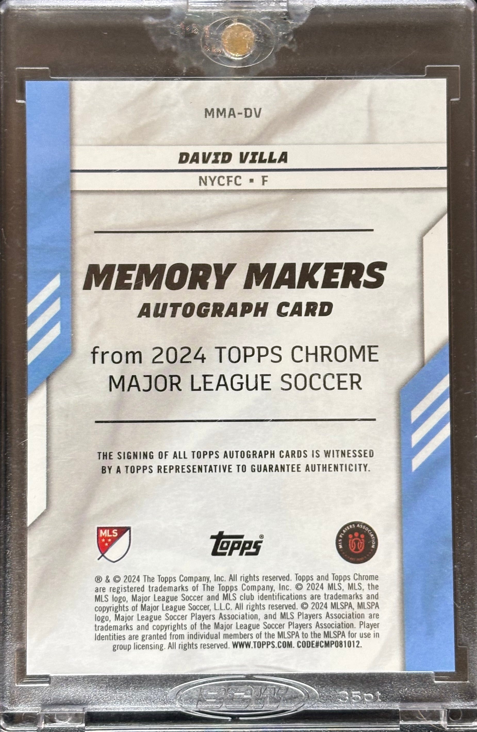 David Villa Auto - Topps Chrome MLS 2024 Memory Makers