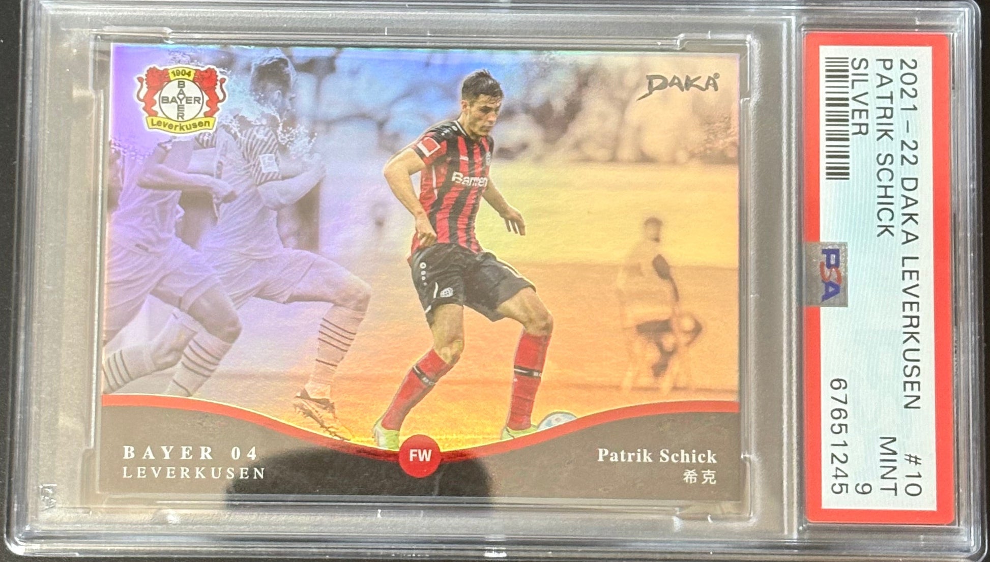 Patrik Schick Autogrammkarte #10 – Bayer Leverkusen – DAKA Limited 14/25 – PSA Mint 9