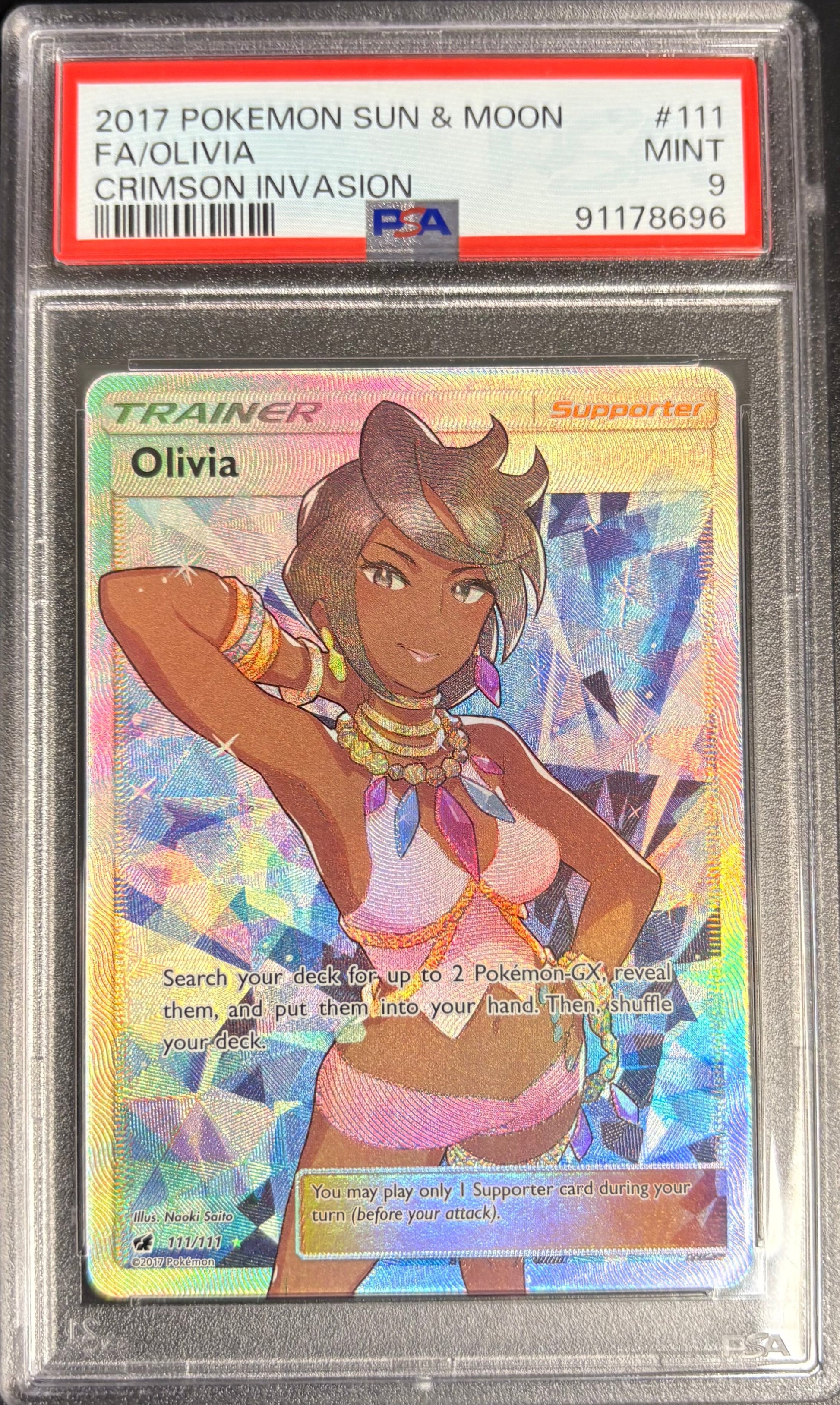 FA/Olivia Crimson Invasion 2017 Pokemon Sun & Moon [Psa 9]