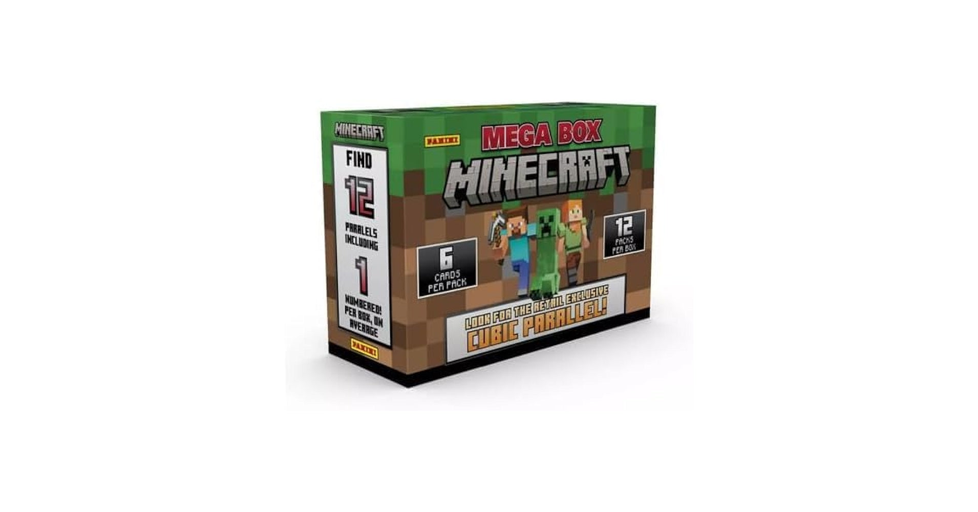 Minecraft Trading Cards MEGA BOX – Panini Sammelkarten 2024 | 12 Booster Packs mit exklusiven Parallels & Cubic Retail Edition