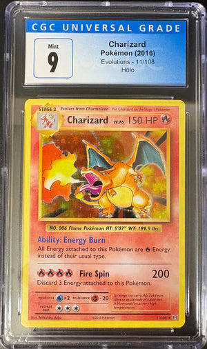 Charizard Holo XY Evolutions 2016 – CGC 9 – Seltene Pokémon Karte